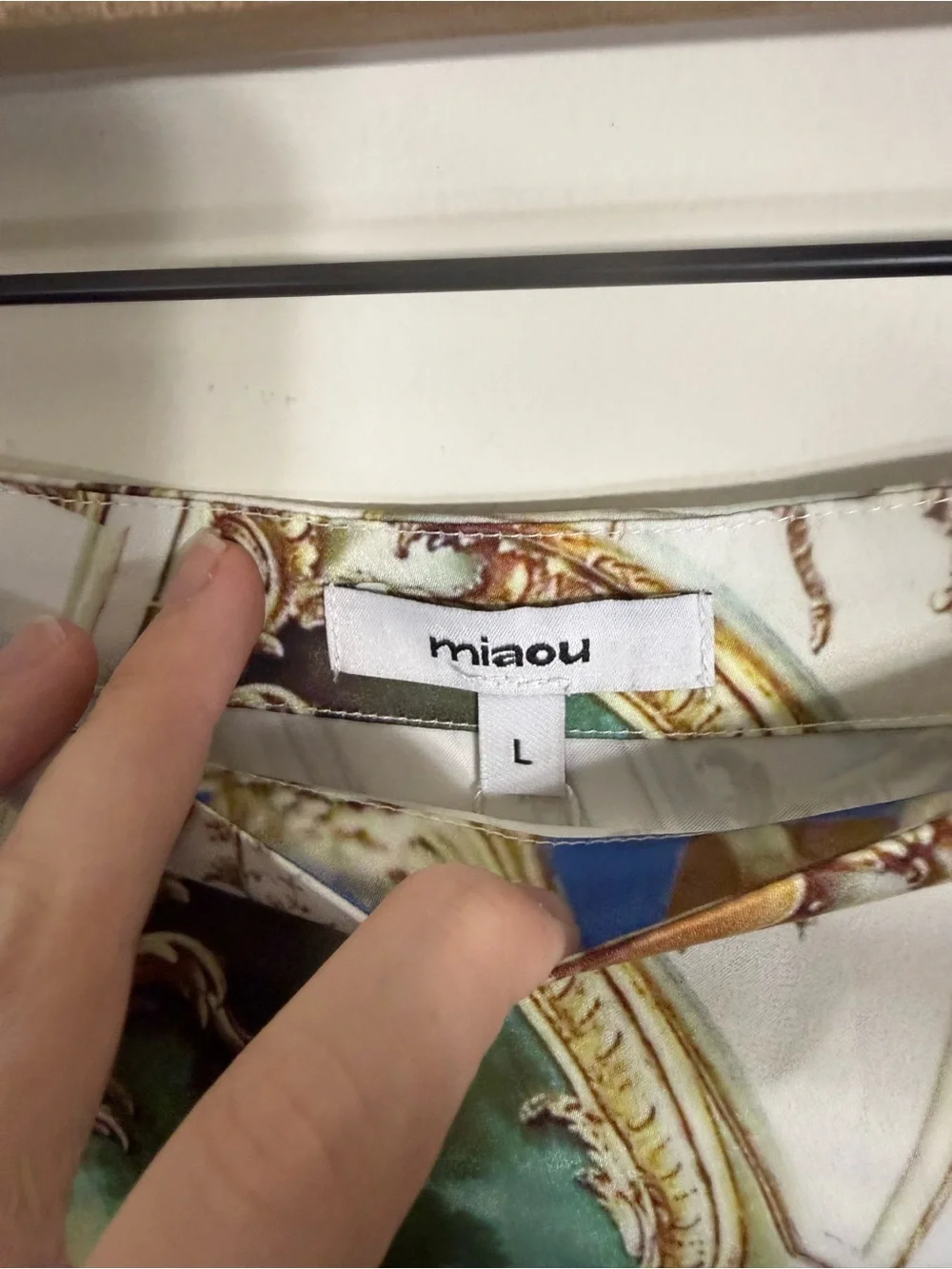 Miaou Cream Multicolor Baroque Print Mini Skirt